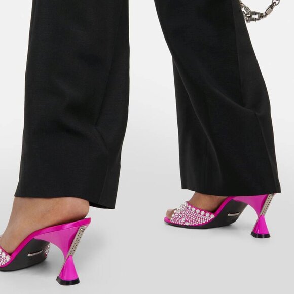 NEW GUCCI Galactica Crystal Embellished Pink Slide Sandals Heels Size EU 37 US 7 - Picture 10 of 16